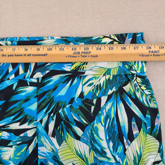 Jules Leopold Wide Leg Pull On Elastic Waist Crop Pants Blue Beach Tropical LG - Picture 7 of 10